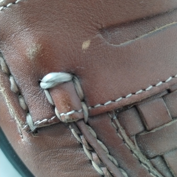 French Shriner Brown Leather Basket Weave Loafers Mens 10½ Business Casual Dress - Picture 10 of 10